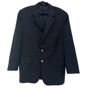 Jos A Bank Navy Single Breasted 2 Gold Button Sport Coat Signature Blazer 44R